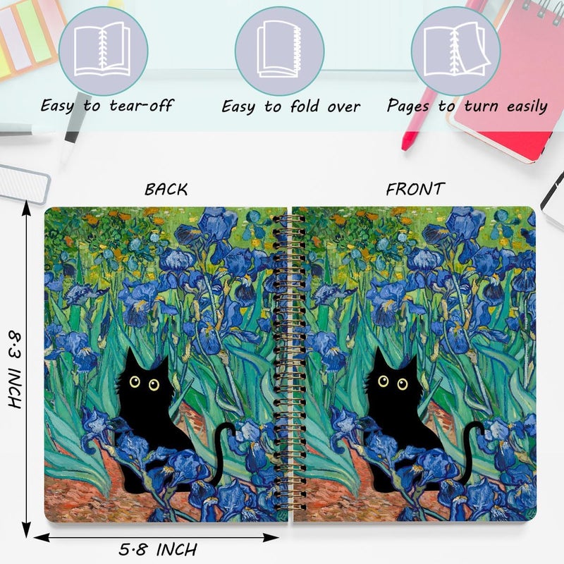 CQM 2 Packs Cat Spiral Notebook Aesthetic College Ruled Journaling Notebooks Cat Themed Gifts for Women Mom Teacher Hardcover Notebook Journals for Writing Classroom Office Supplies - Image 2